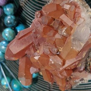 Tangerine lemurian quartz cluster
